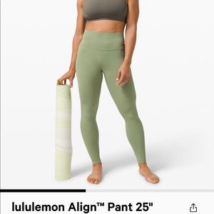 Lululemon Align HR Pant Willow Green 25” size8 NWT